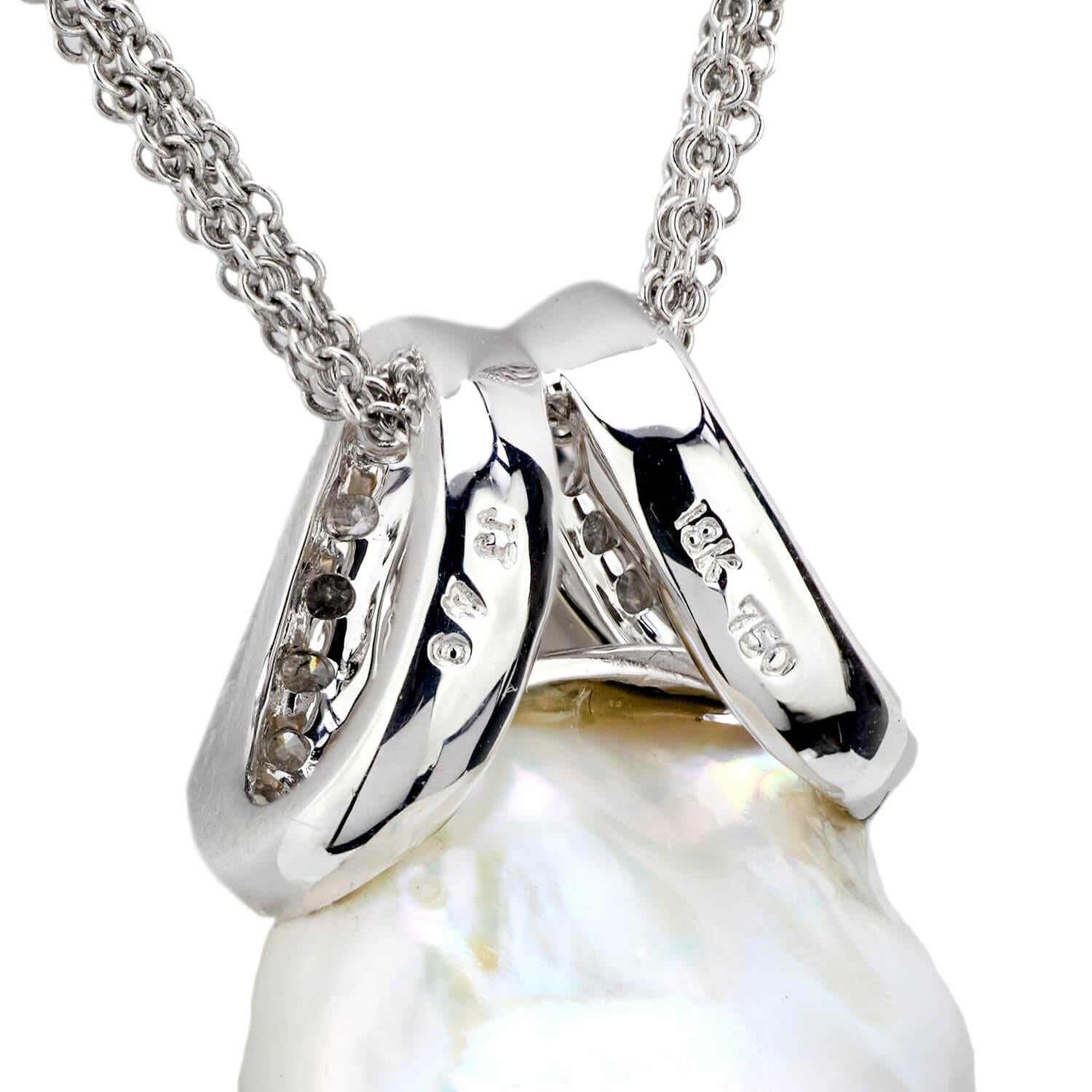 18K Gold Pearl and Diamond Pendant Necklace for Women - Elegant Jewelry Gift for Anniversary, Birthday & Special Occasions