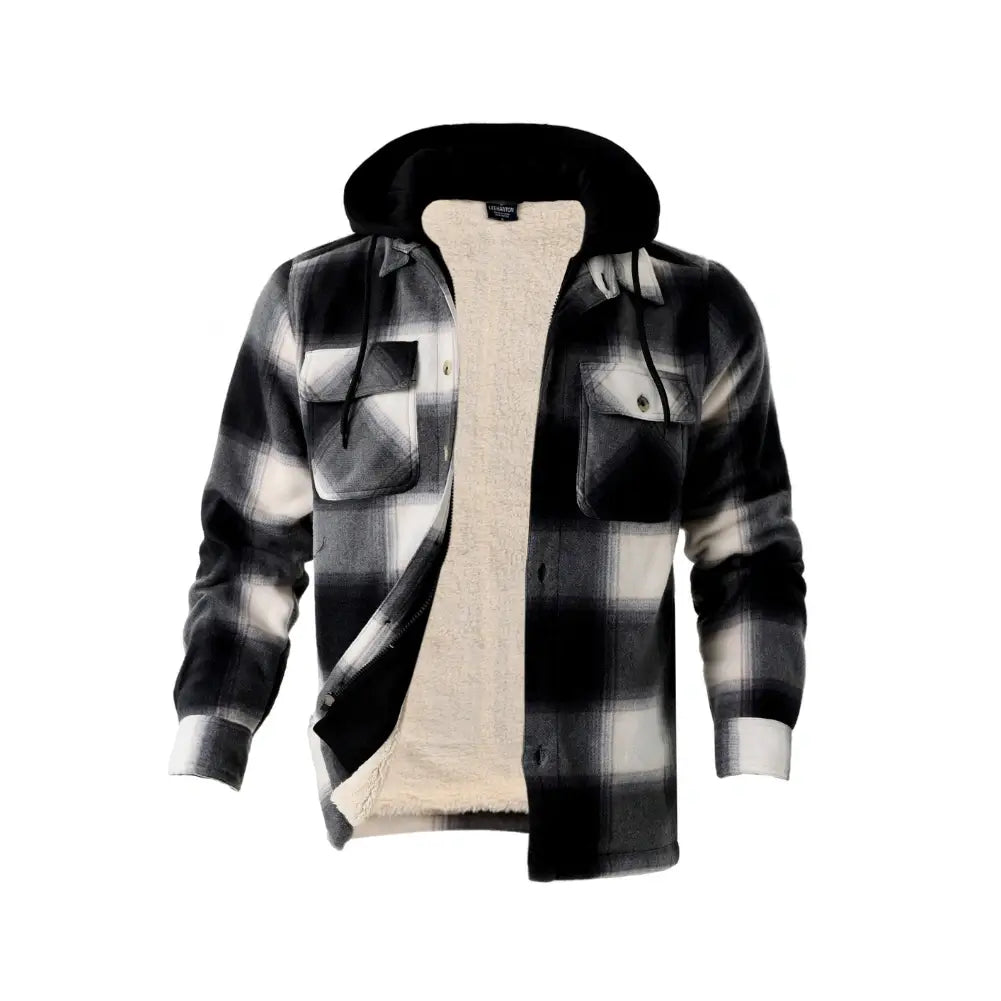 Men's Warm Plaid Berber Fleece Lined Jacket - Winter Outdoor Casual Coat for Hiking, Camping & Daily Wear