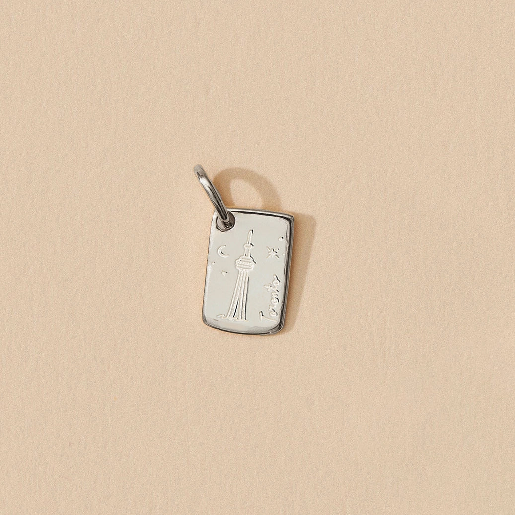 Toronto Skyline Postcard Charm - Sterling Silver Jewelry for Travel Lovers & Souvenir Collectors | Perfect for Necklaces, Bracelets & Keepsake Gifts