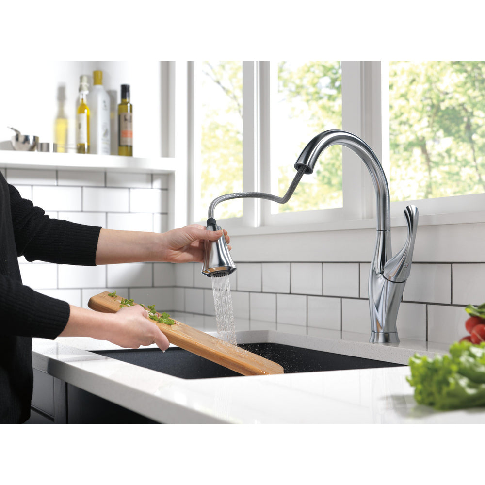 Delta Addison 9192-AR-DST Stainless Steel Pull-Down Kitchen Faucet with Sprayer - Modern Arctic Finish for Sink & Cooking Use