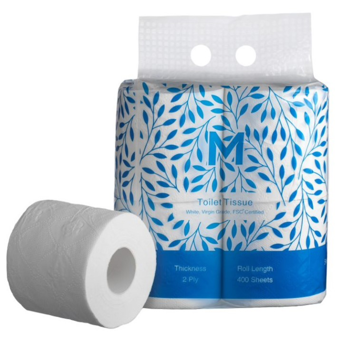 Premium White 2-Ply Unwrapped Toilet Tissue - 400 Sheets per Roll, 4-Pack (48 Rolls Total) | FSC® Certified | Bulk Bathroom Tissue for Home, Office & Commercial Use