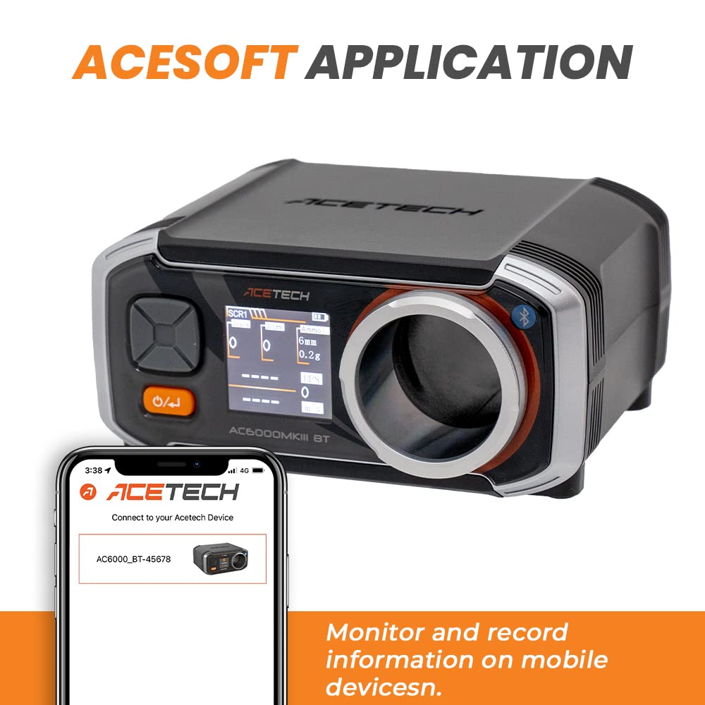 ACETECH AC6000MKIII Airsoft Chronograph - Measures BB Speed from 30 to 400 m/s (98 to 1312 fps) - Digital Shooting Chronometer for Airsoft Guns - Perfect for Field Testing and Tournament Compliance