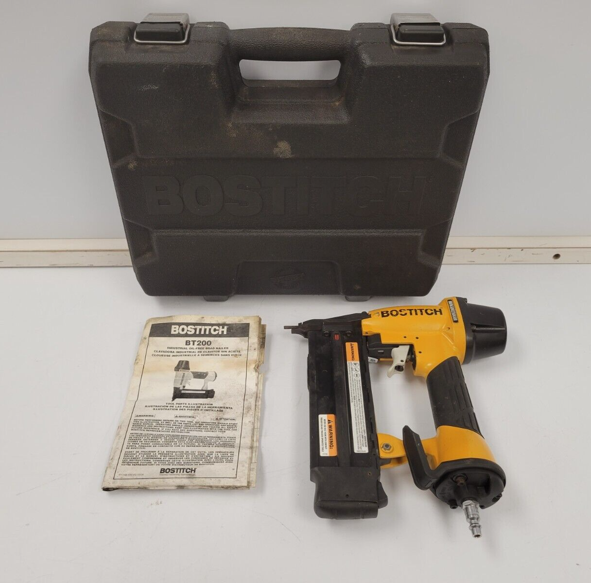 Bostitch BT200 Pneumatic Brad Nailer - 18 Gauge, Lightweight & Durable for Woodworking, Framing, and DIY Home Projects