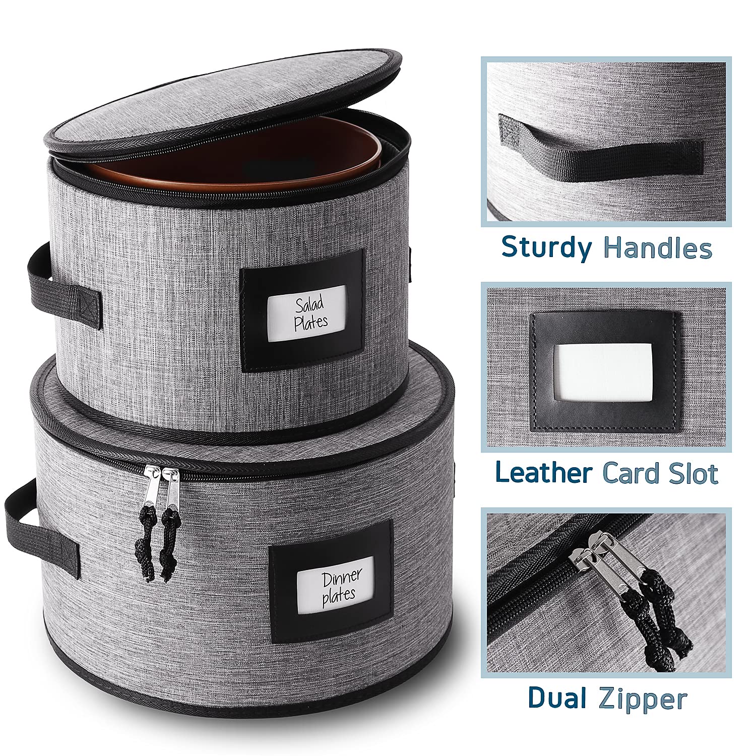 Premium 5-Piece Fine China Storage Set – Hard Shell Quilted Dish Organizer with Dividers, Stackable Mug & Plate Containers for Moving, Seasonal Storage & Kitchen Organization – Perfect for Home, Office & Restaurant Use