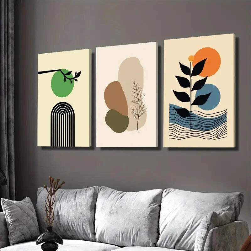 3-Piece Abstract Minimalist Modern Green Wall Art Set - Framed Canvas 40x60cm (16x24in) - High Quality Print - 100% Australian Made - Ready to Hang - Perfect for Living Room, Bedroom & Office Decor