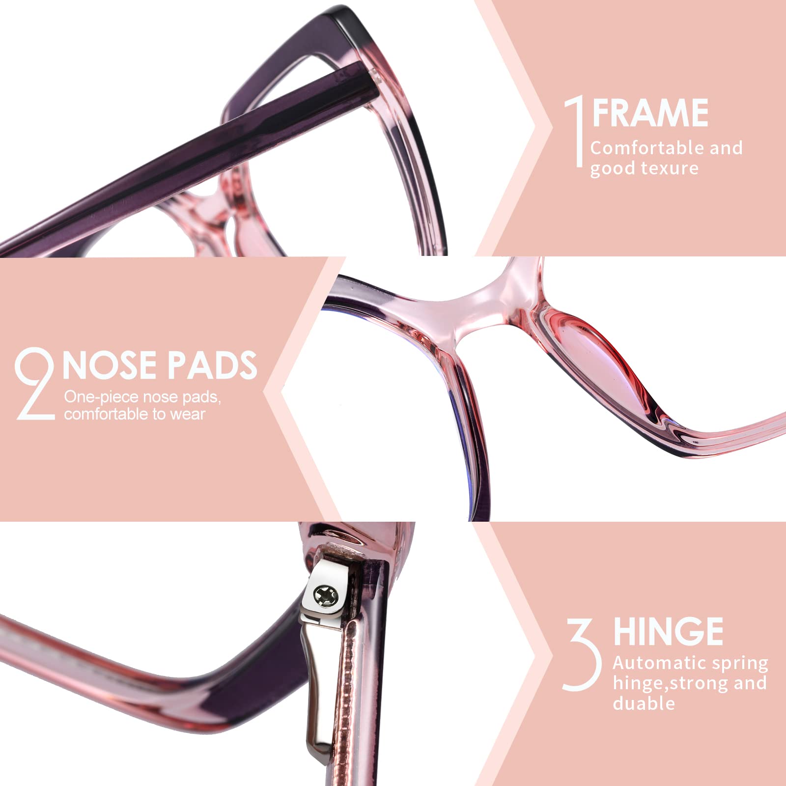 MORESHINE Stylish Oversized Square Blue Light Blocking Glasses for Women - Anti-Fatigue & Headache Relief - Computer & Gaming Eyeglasses Frames - Perfect for Office Work, Online Classes & Screen Time Protection