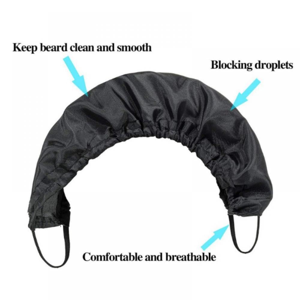 1Pc Black Beard Bib for Men - Adjustable Beard Net for Food Service, Barber & Salon Use - Beard Cover Mask with Mustache Comb - Perfect for Cooking, BBQ, Haircuts & Grooming