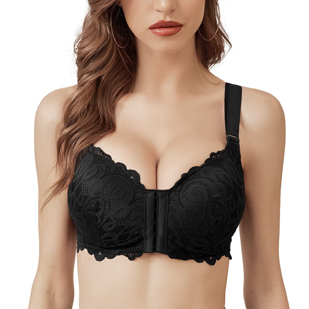 FallSweet Wireless Front Close Comfort Bra for Women - Lace Full Coverage Brassiere | Perfect for Yoga, Work & Everyday Wear
