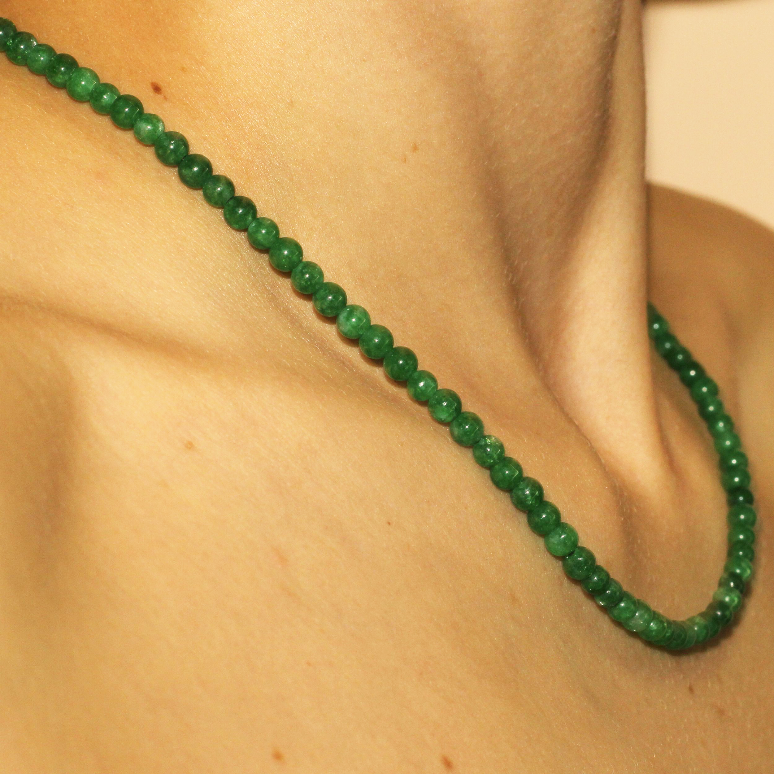 Elegant Green Jade Beaded Necklace - Mini Dainty Pendant Jewelry for Women | Perfect for Weddings, Parties & Everyday Wear
