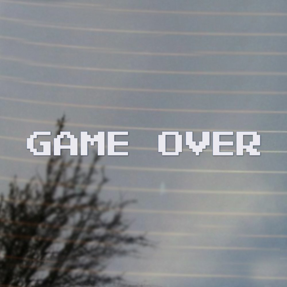 8 Bit Game Over Gaming Vinyl Decal - Retro Pixel Art Sticker for Cosplay, Fan Gear & Laptop Decoration - Perfect for Gamers, Consoles, PC & DIY Projects (White)