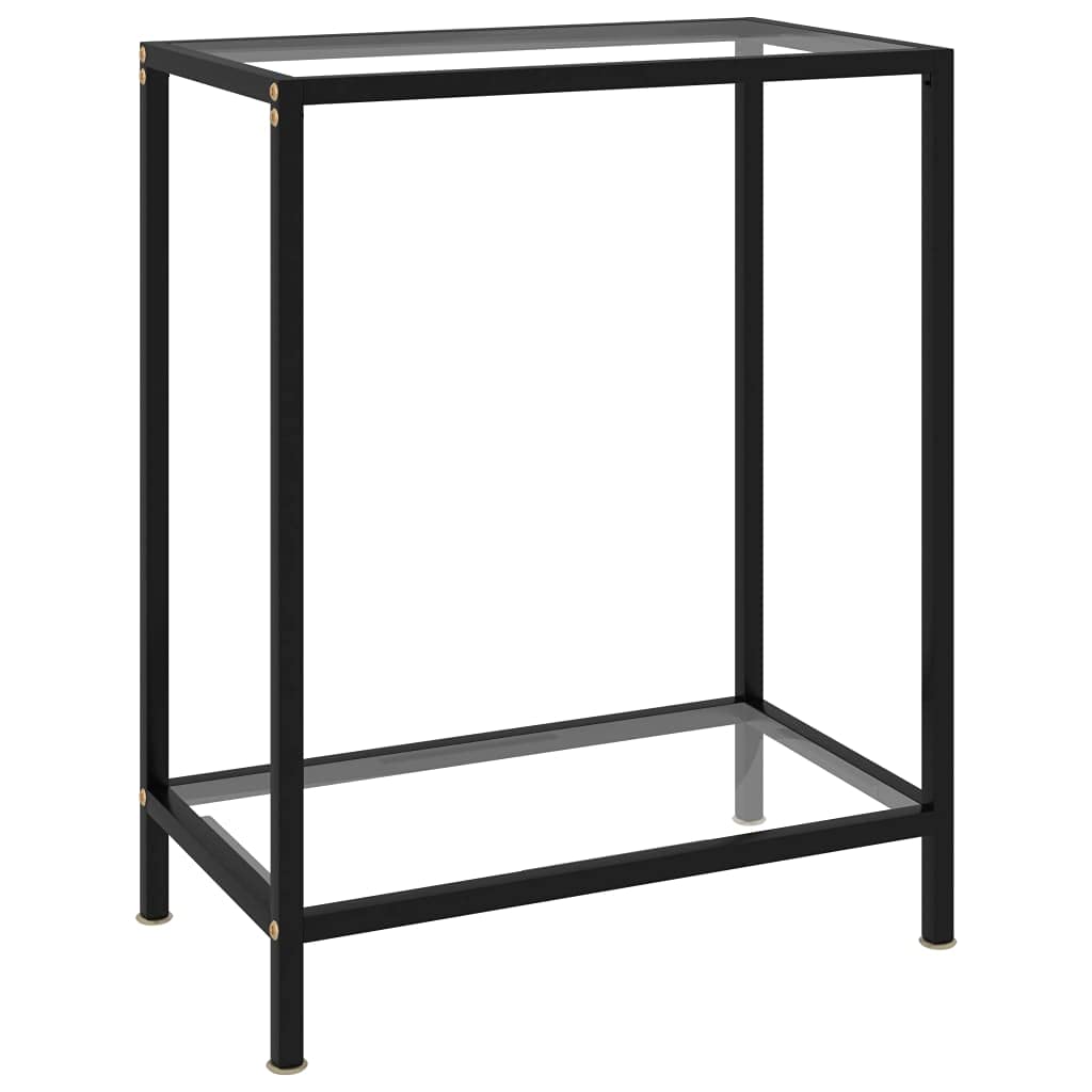 Modern Industrial Glass Side Table - Tempered Glass & Metal Base End Table, Accent Coffee Table with Transparent Shelves for Living Room, Bedroom, Nightstand - Perfect for Small Spaces, Sofa Side & Coffee Table Replacement