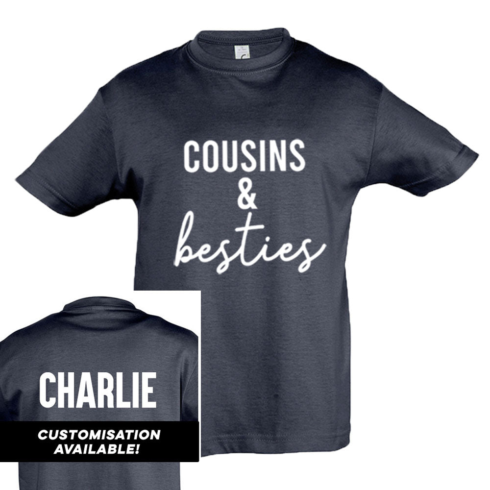 Cousins & Besties Matching Navy T-Shirts (MRK X) - Perfect for Family Reunions, Best Friend Outfits, and Twin Looks