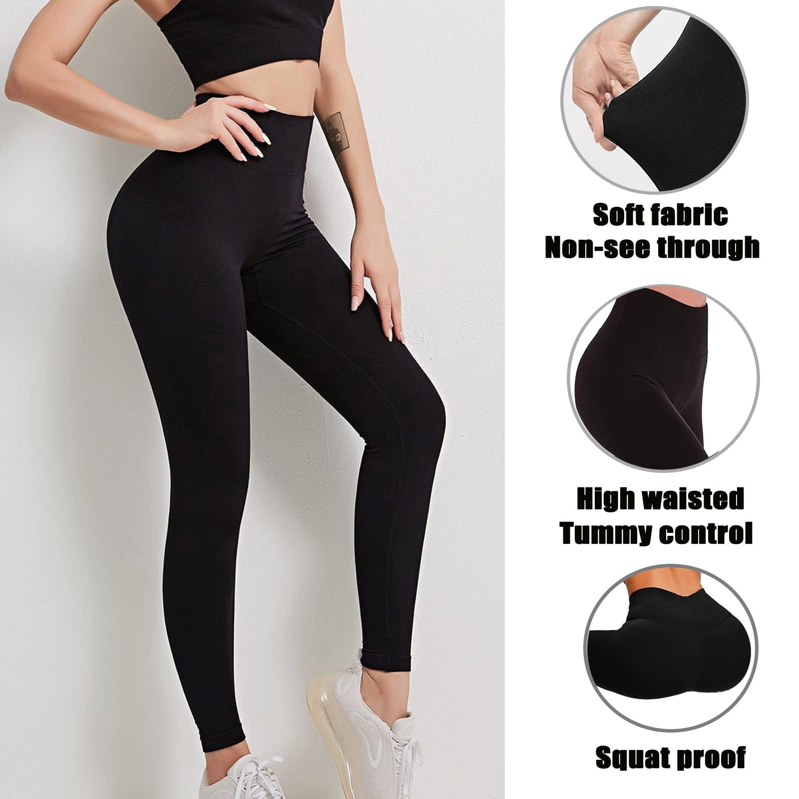 Hi Clasmix 5 Pack Women's Super Soft High Waisted Yoga Pants - Tummy Control Workout Leggings for Running, Gym & Fitness | Perfect for Activewear, Lounge & Everyday Wear