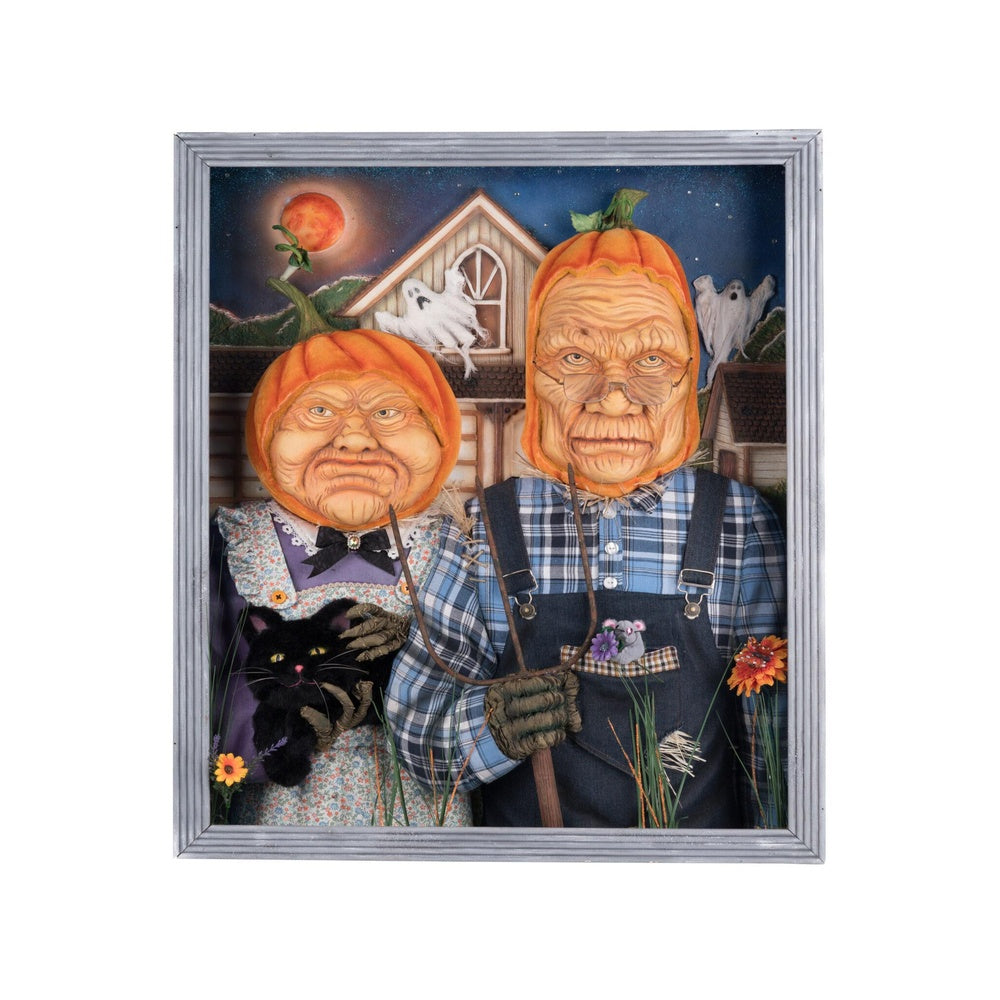 American Gothic Pumpkin Wall Art - Vintage Farmhouse Decor by Katherine's Collection - Perfect for Fall, Halloween & Thanksgiving Home Decor