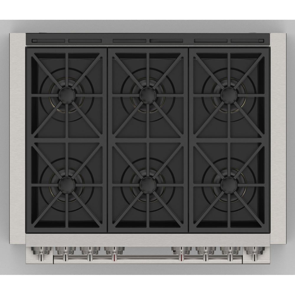 Fulgor Milano 36-Inch 600 Series Dual Fuel Range with 6 Burners - Stainless Steel Professional Gas Stove & Electric Oven (Model F6PDF366S1) - Perfect for Gourmet Cooking & Large Family Kitchens