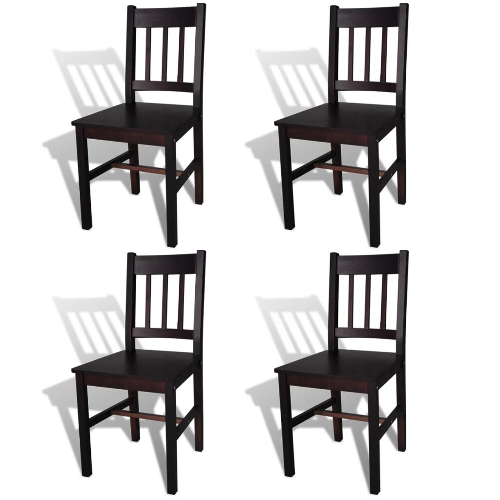 4-Piece Classic Wood Dining Chair Set - Brown Vertical Slat Back Chairs for Kitchen, Living Room, Bedroom & Family Room | Sturdy Wooden Seats for Dining, Makeup Vanity & Lounge Areas
