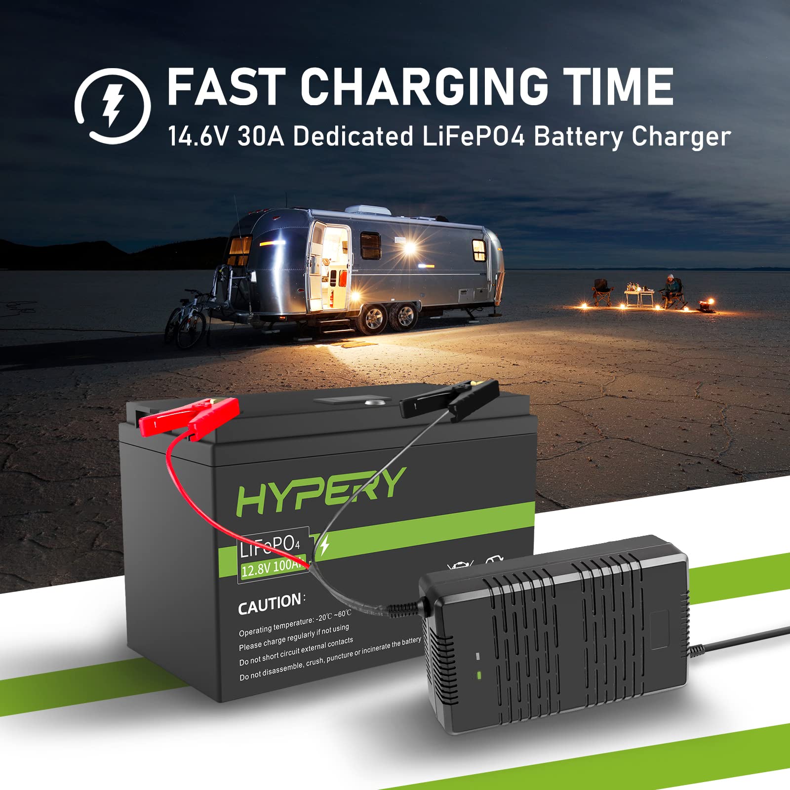 14.6V 30A Smart AC/DC Battery Charger - 12V Trickle Charger for LiFePO4 Batteries with Fast Charging | Perfect for RVs, Boats, Solar Systems & Off-Grid Power Solutions