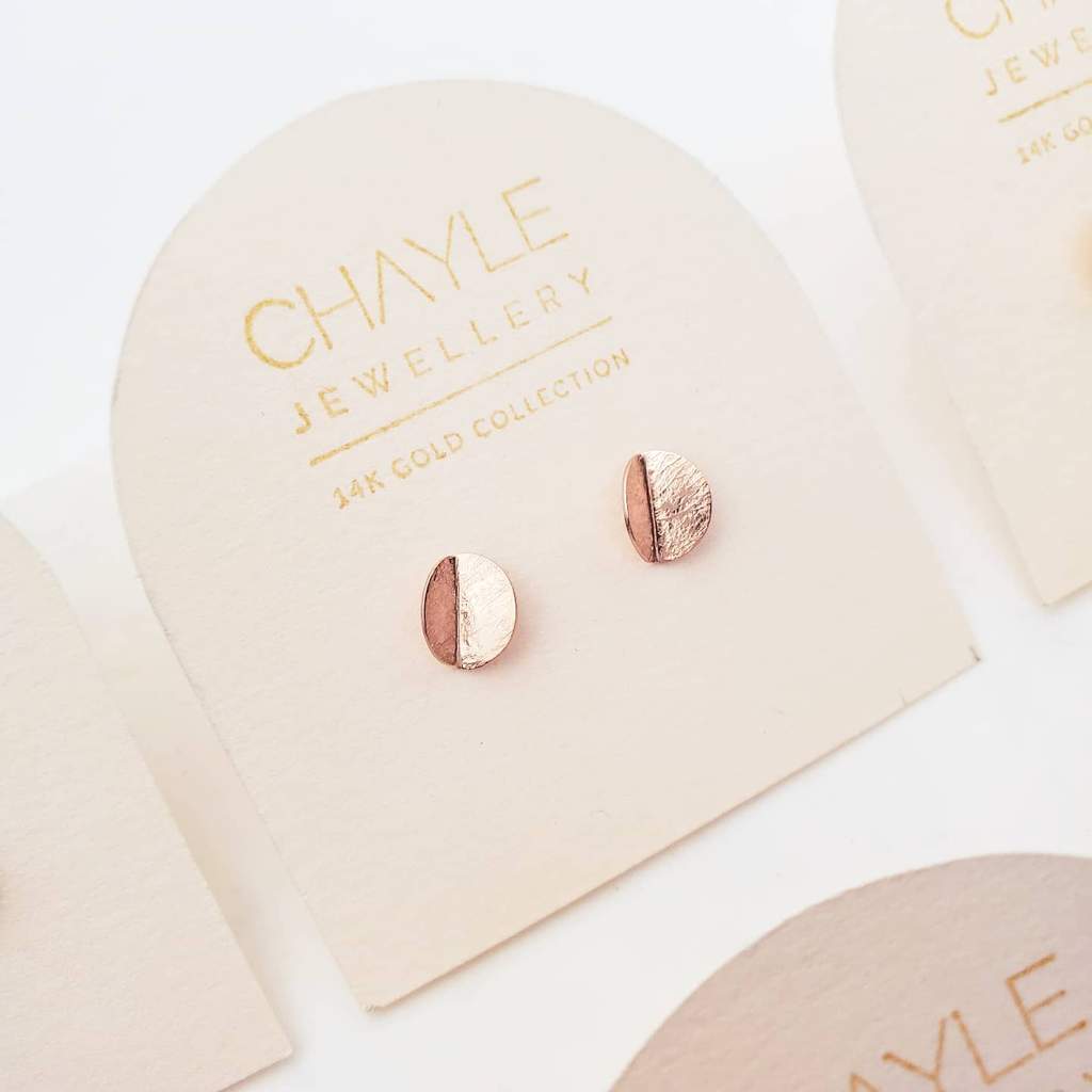 14K Gold Eucalyptus Mini Stud Earrings - Dainty Botanical Jewelry for Everyday Wear & Special Occasions