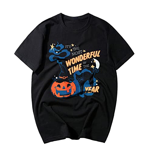 LIAMSABIM Funny Black Cat Halloween Shirt - 'It's The Most Wonderful Time Of The Year' Graphic Tee for Men | Trendy Christmas & Halloween Gift for Him | Perfect for Holiday Parties & Festive Gatherings