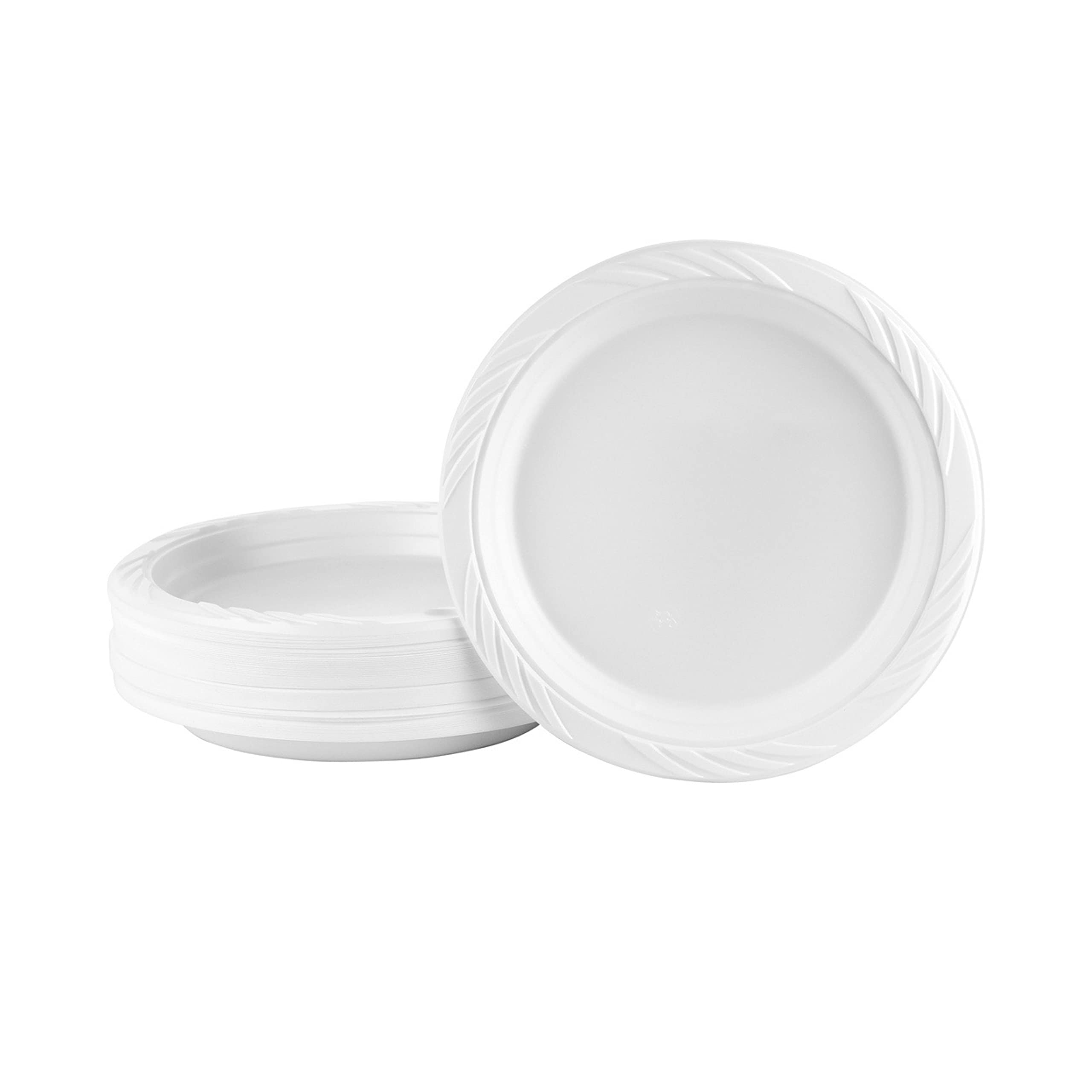 Blue Sky 6 Inch White Plastic Plates - 100 Count Disposable Dinner Plates, Microwave Safe & Durable - Perfect for Birthday Parties, Weddings, Banquets, Picnics, BBQs, Office Events & Everyday Use