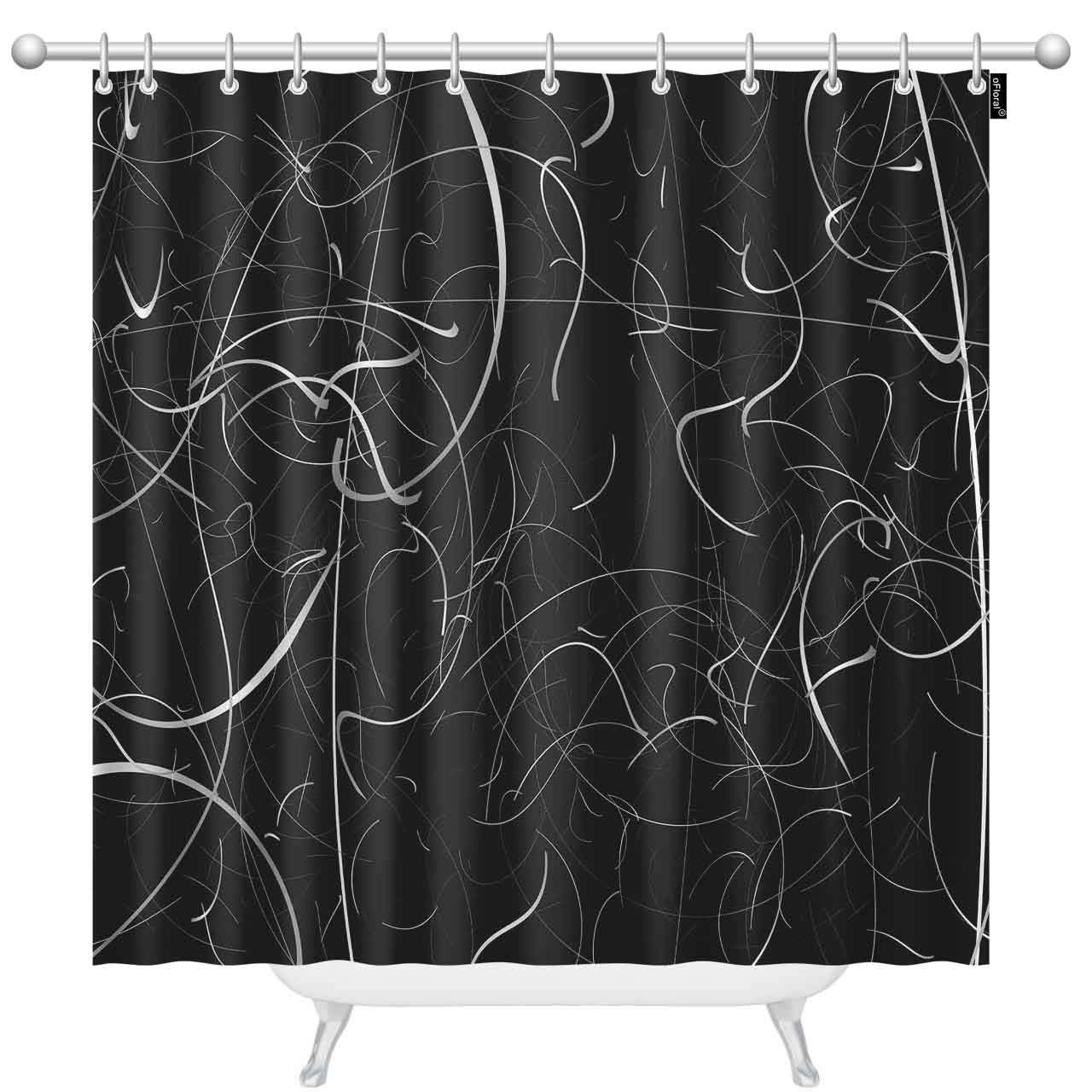 Floral Curved Shower Curtain Set - 72x78 Inch Modern Bathroom Decor for Home Spa