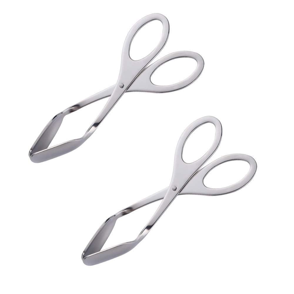 Premium Stainless Steel Bread Tongs - Kitchen BBQ Serving Tongs for Pasta, Meat, Appetizers, Pastries & Steak | Perfect for Grilling, Baking & Buffet Serving
