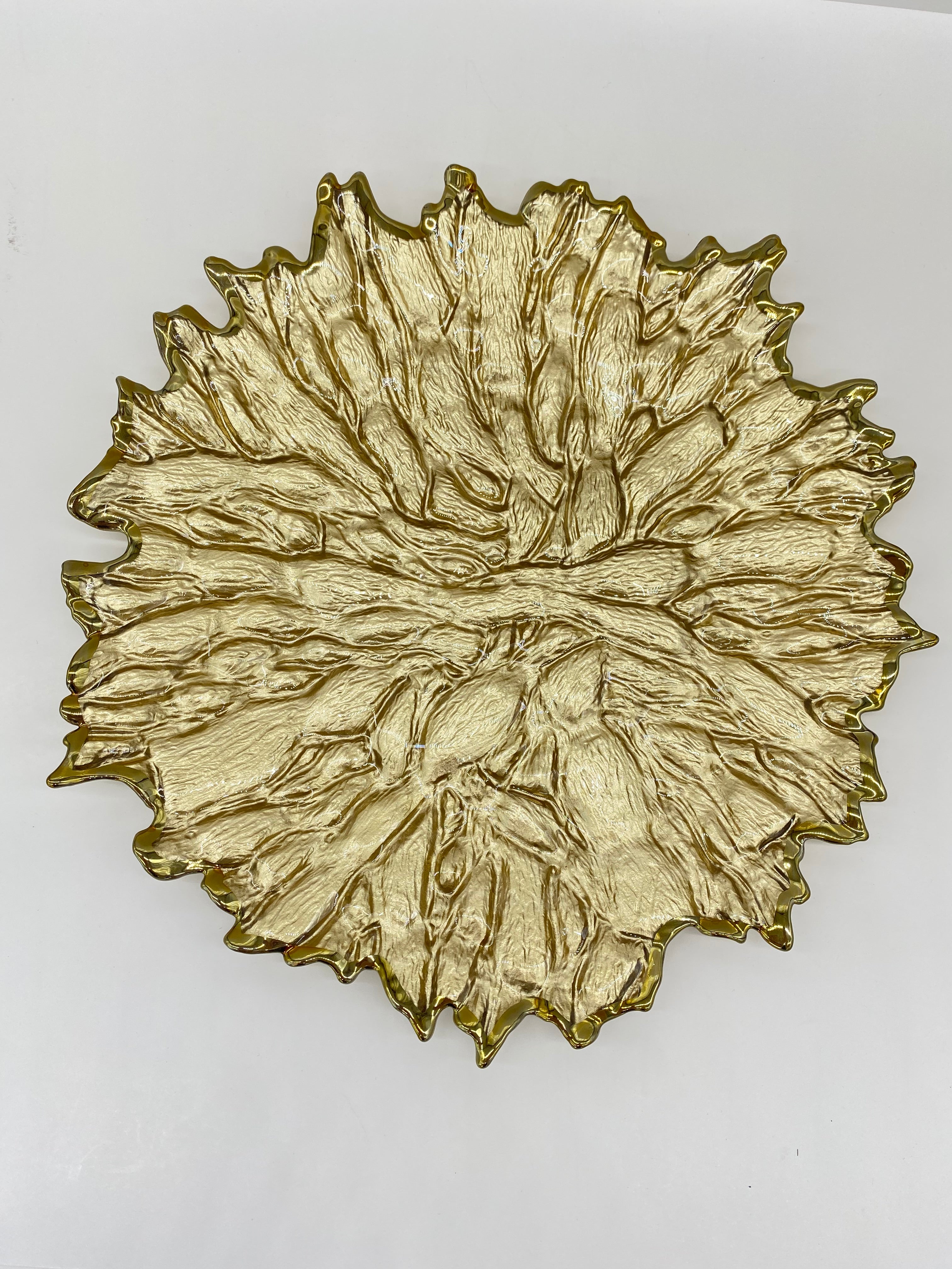 14-Piece Gold Glass Plate Set - Elegant Dinnerware for Parties, Weddings & Home Decor - Durable & Stylish Serving Plates for Entertaining & Special Occasions