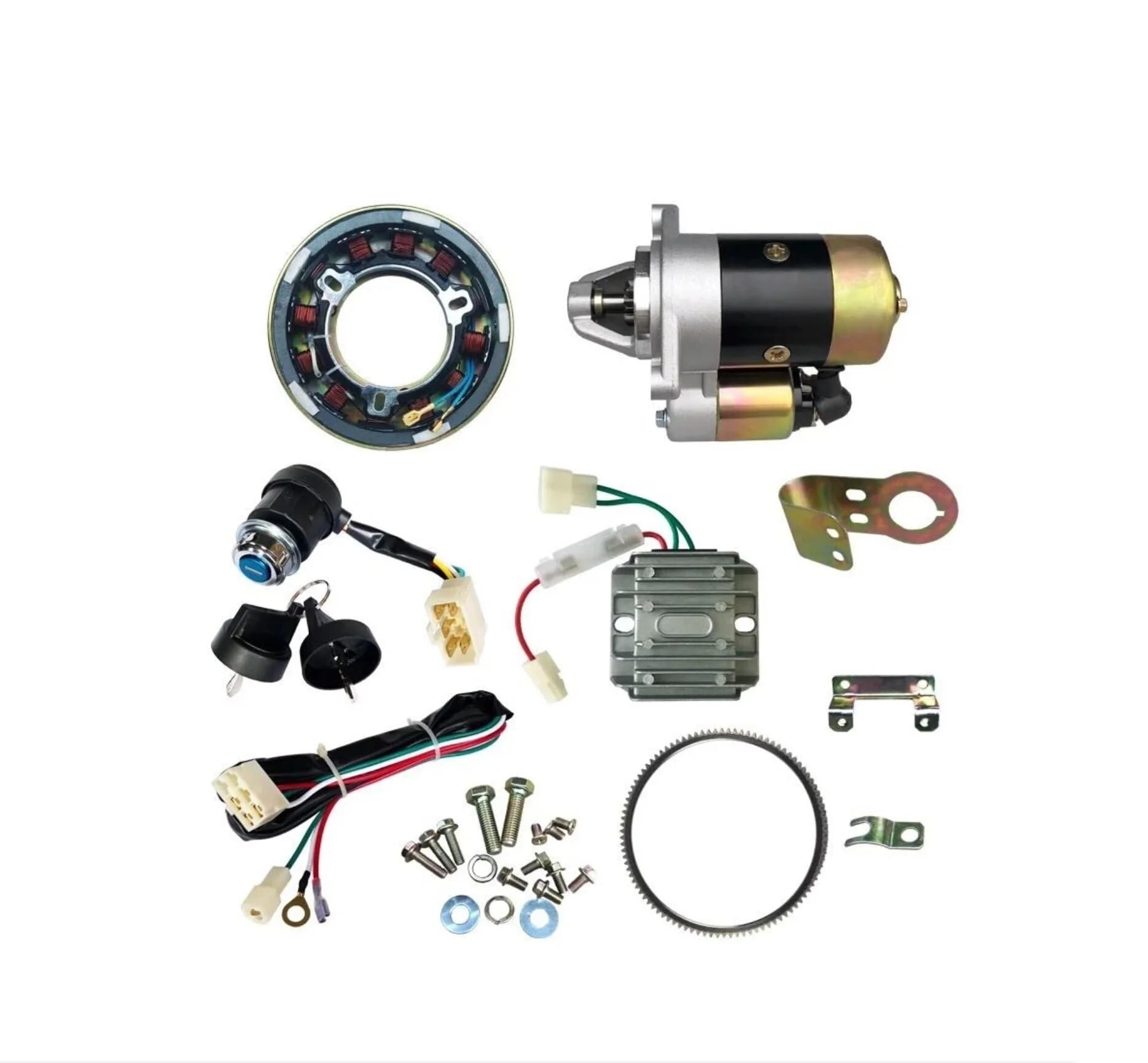 YANMAR L100 10HP 186F Diesel Engine Electric Starter Motor Conversion Kit - Perfect for Engine Repairs, Marine Applications & Agricultural Equipment