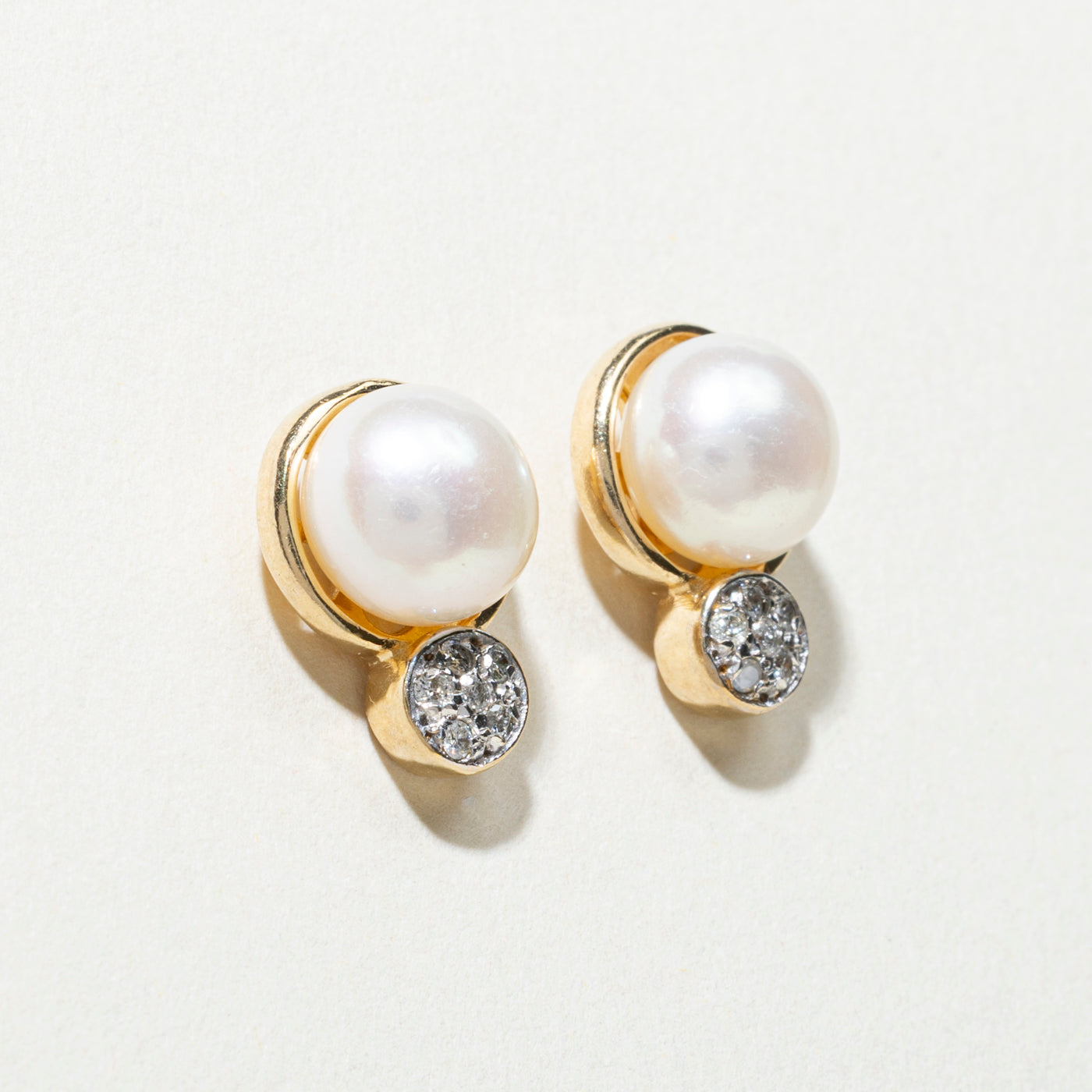 0.14ctw Pearl & Diamond Stud Earrings for Women - Elegant & Timeless Jewelry Gift for Wedding, Anniversary, or Special Occasion