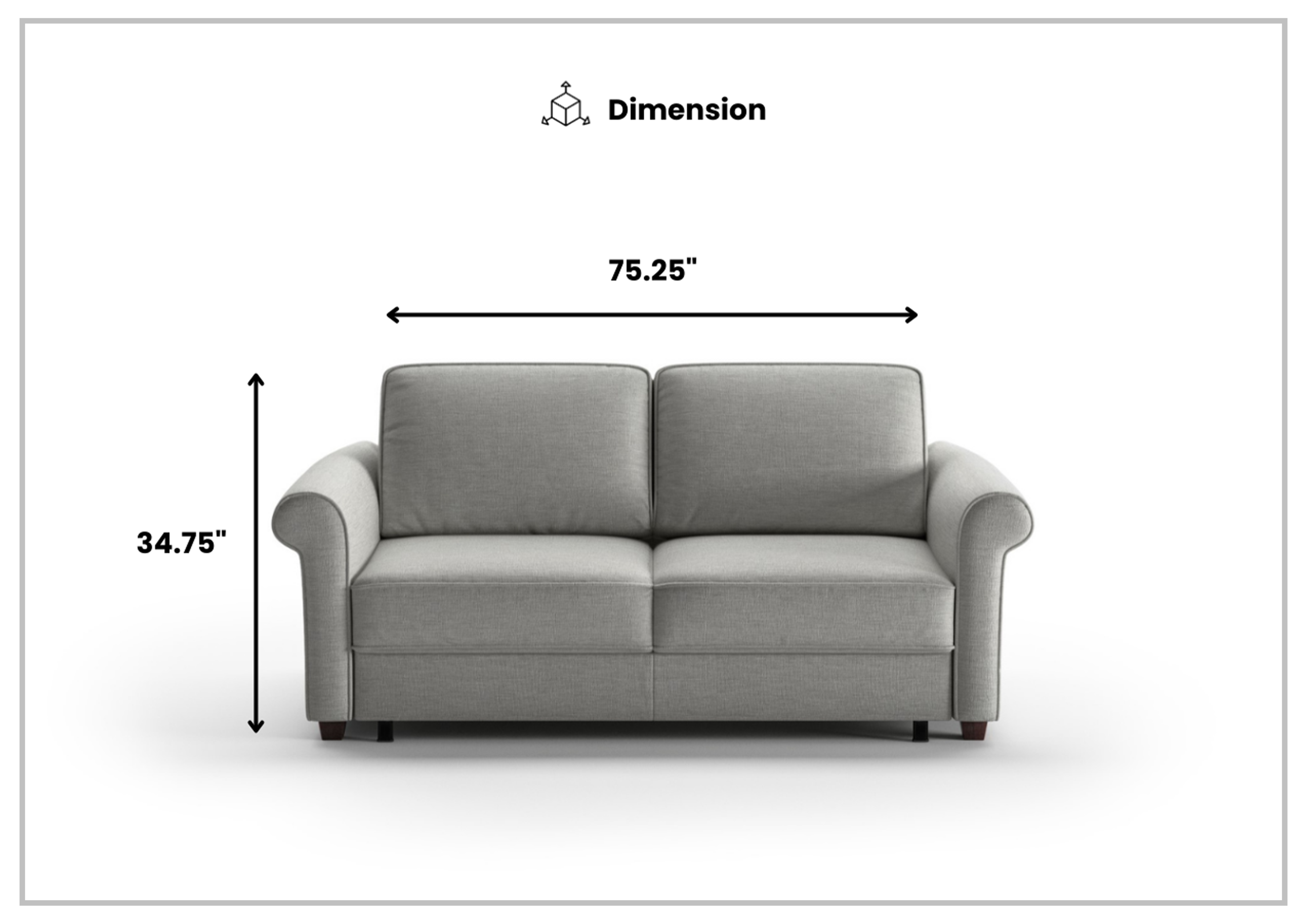 Luonto Charleston Fabric Queen Sleeper Sofa in Gray Goose Color - Convertible Sofa Bed for Small Spaces, Guest Room & Apartment Living