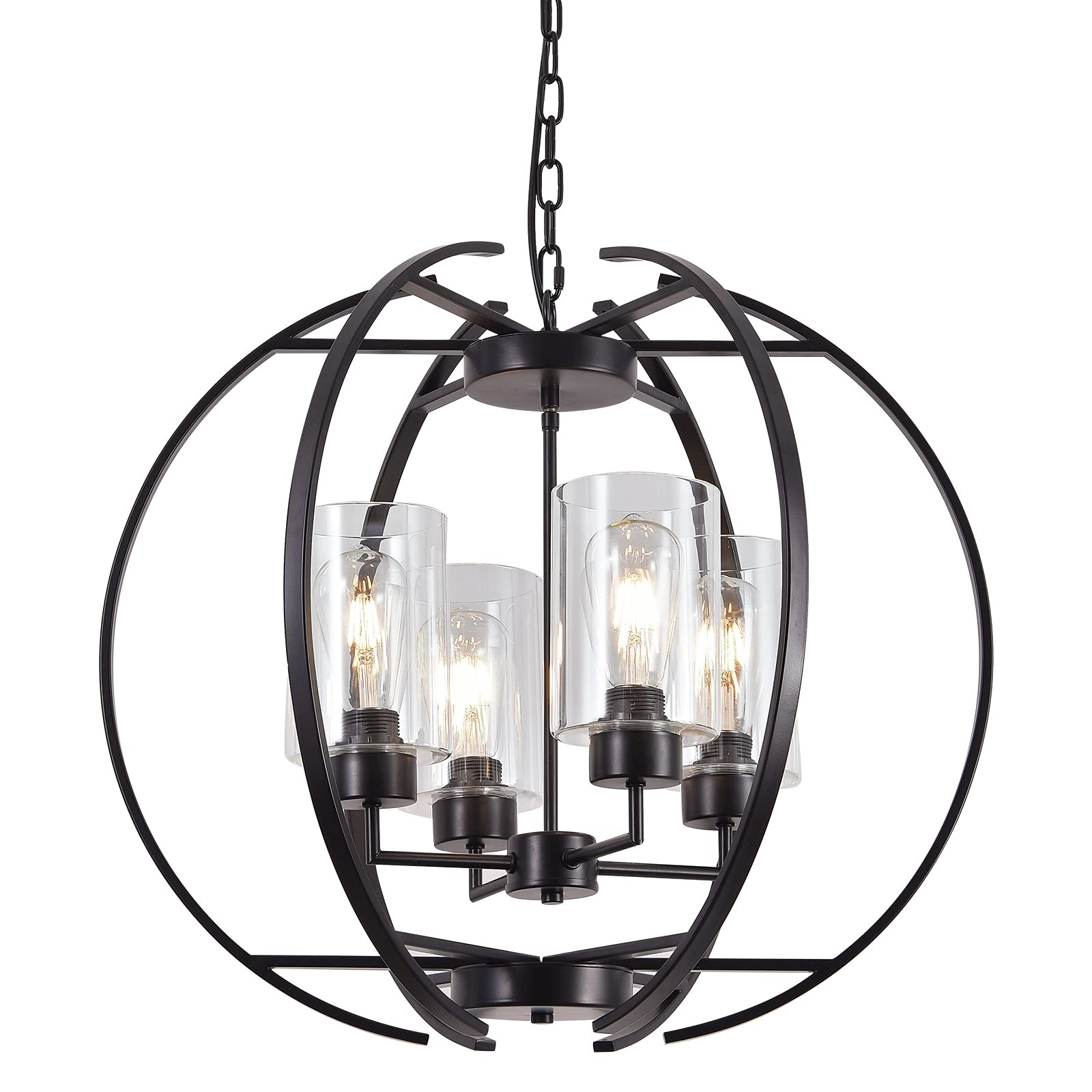 Vintage Black Industrial Metal Chandelier 24