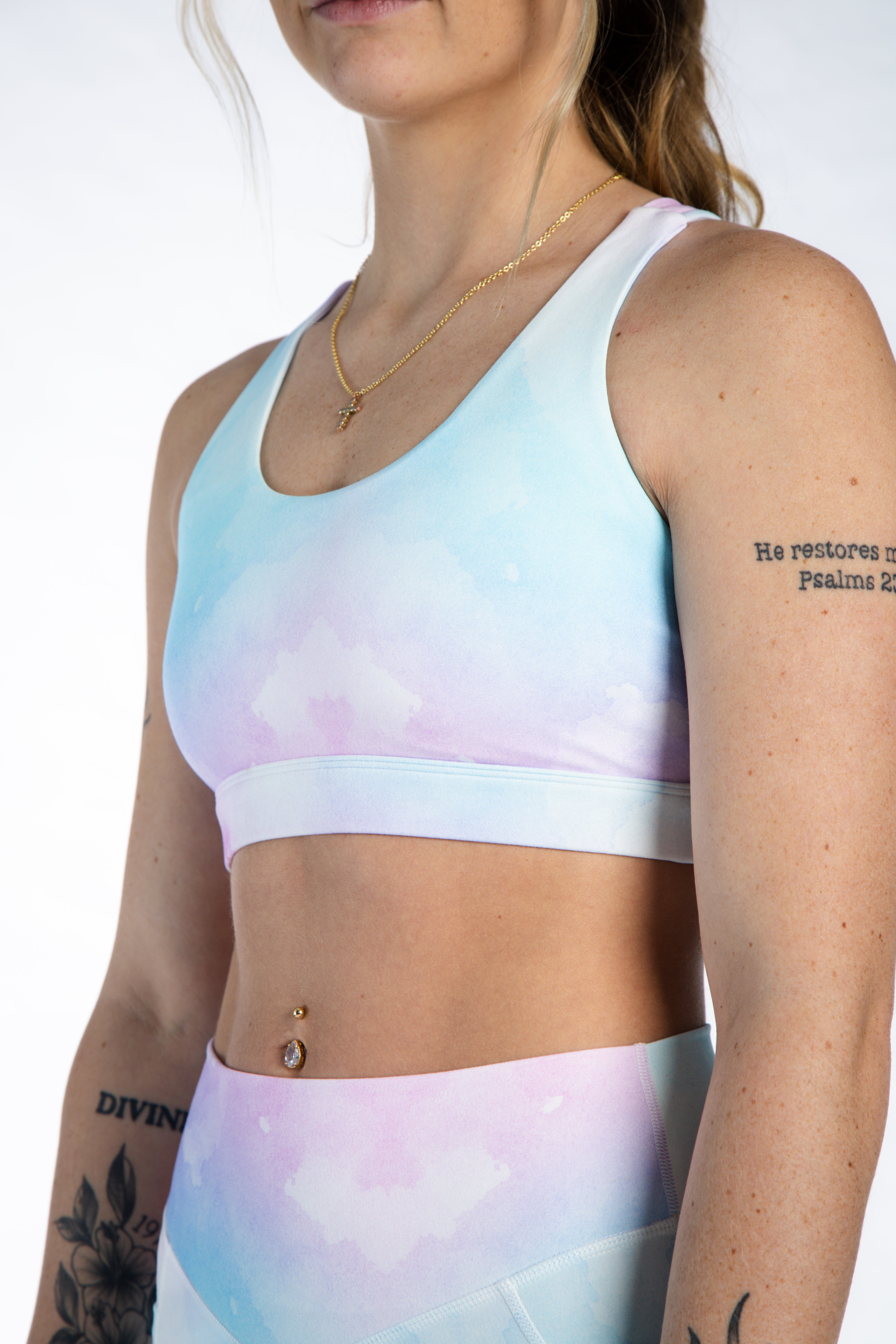 NKD Strappy Bra | Watercolor Print Bralette | Comfortable & Sexy Lace Underwear for Women | Perfect for Date Night & Layering