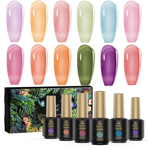 Jelly Gel Nail Polish - Translucent Summer Pink Neon Soak Off UV/LED Gel - Sheer Sunshine Color Changing Nail Art Polish for Manicures & Pedicures | Perfect for Summer Nails, Beach Vacations & Party Looks