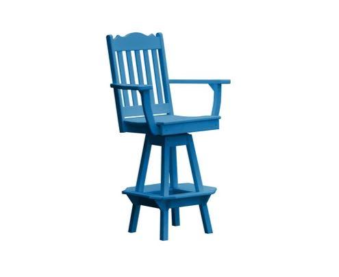 A & L Furniture Royal Swivel Bar Chair with Arms - Modern Counter Height Stool for Kitchen Island, Home Bar & Dining Room - Comfortable Upholstered Seat with 360° Rotation