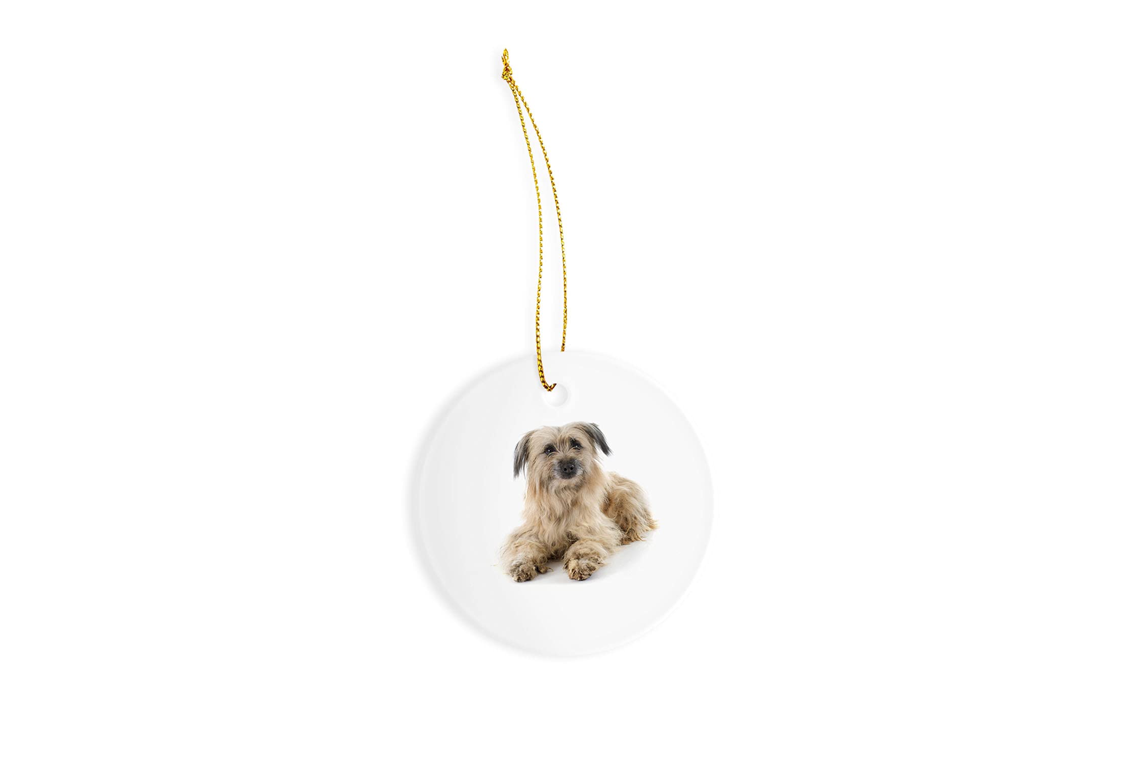 Pyrenean Shepherd Ceramic Ornament - Handmade Christmas Tree Decor - 3 Inch Round Ceramic Dog Ornament for Holiday Home Decor, Gift for Dog Lovers & Pet Owners