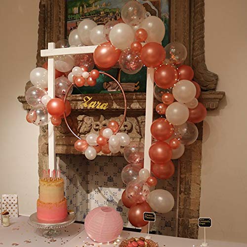 Rose Gold Balloon Garland Kit - 2m/6.6ft Rose Gold Confetti Balloons for Wedding, Engagement, Bridal Shower, Birthday Party, Baby Shower & Photo Backdrop Decor - Perfect for Venue Decoration & Party Decorations