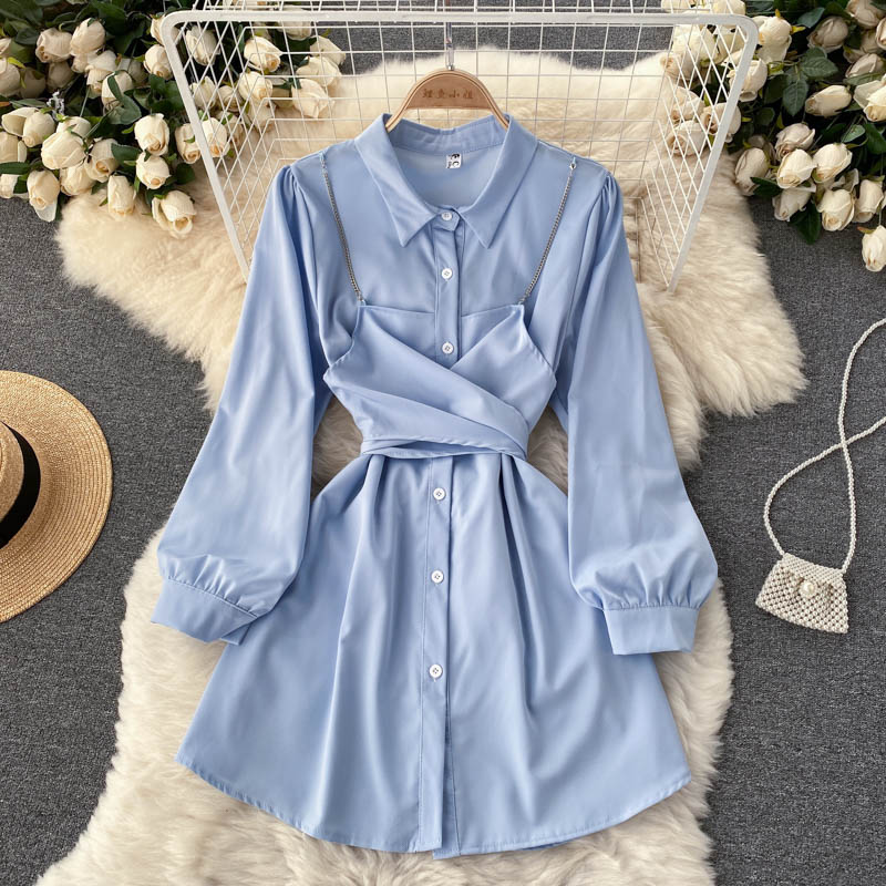 Stylish Autumn Hong Kong Style Polo Collar Shirt Dress for Women | Casual Office Wear & Fall Fashion Outfit