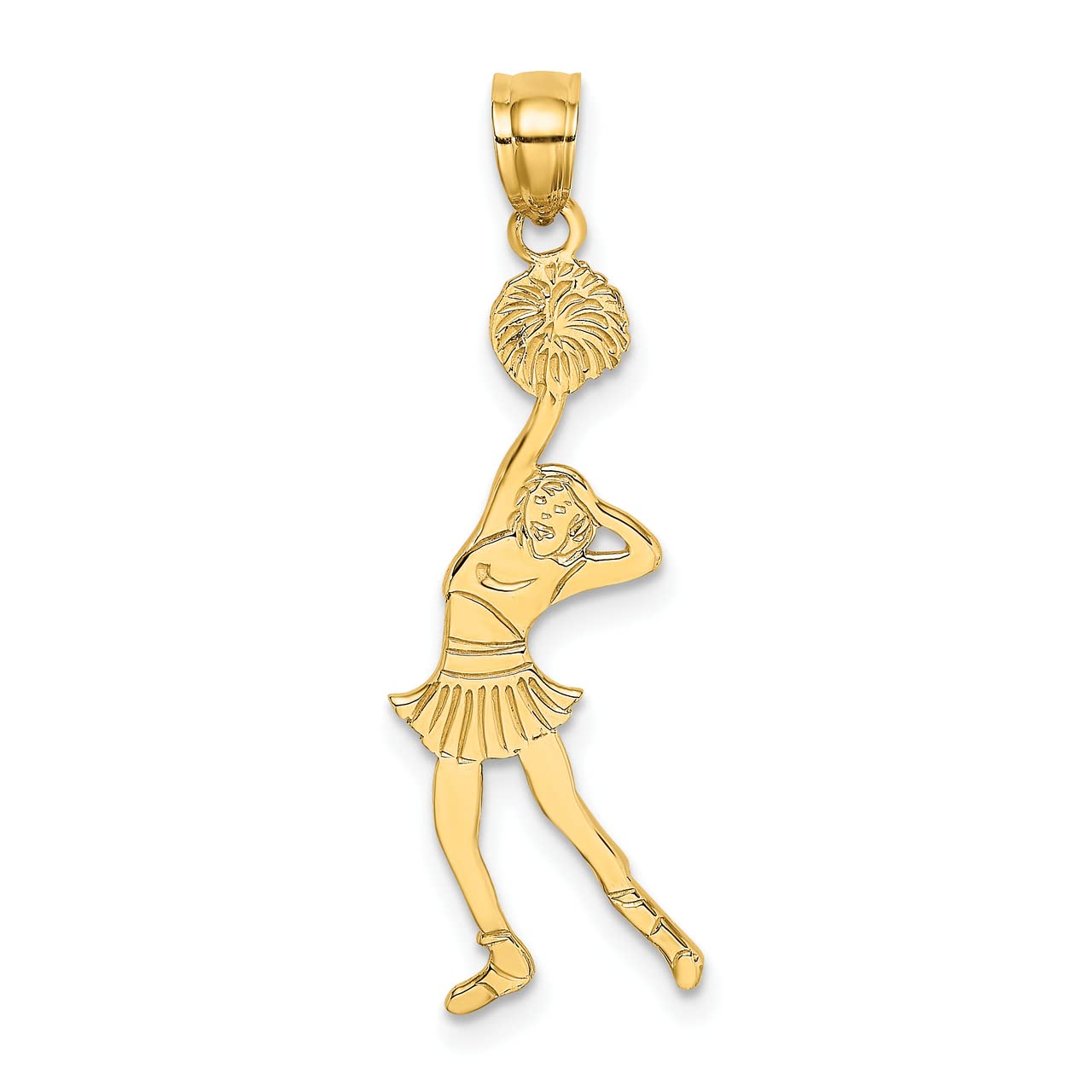 14k Yellow Gold Cheerleader Charm with Hand on Head - Perfect for Bracelets, Necklaces & Sports Jewelry Gifts