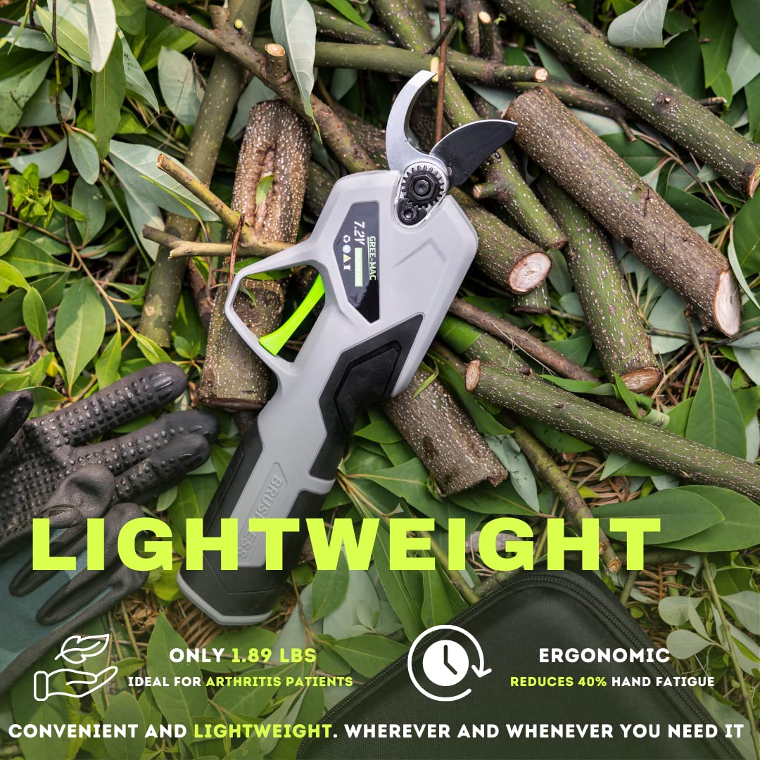 Professional Cordless Electric Pruning Shears - 7.2V Brushless Motor with 4.2AH Rechargeable Battery - 22mm (0.86 inch) Cutting Diameter - Ideal for Gardening, Landscaping, Vineyard & Orchard Maintenance