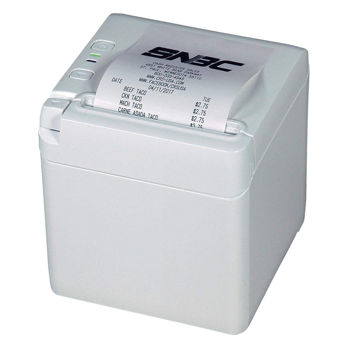 SNBC BTP-S80 Thermal Receipt Printer - Fast & Quiet POS Printer with Serial/USB/Ethernet Connectivity - Top/Front Paper Exit - White Commercial Printer for Retail, Restaurant & Small Business Checkout