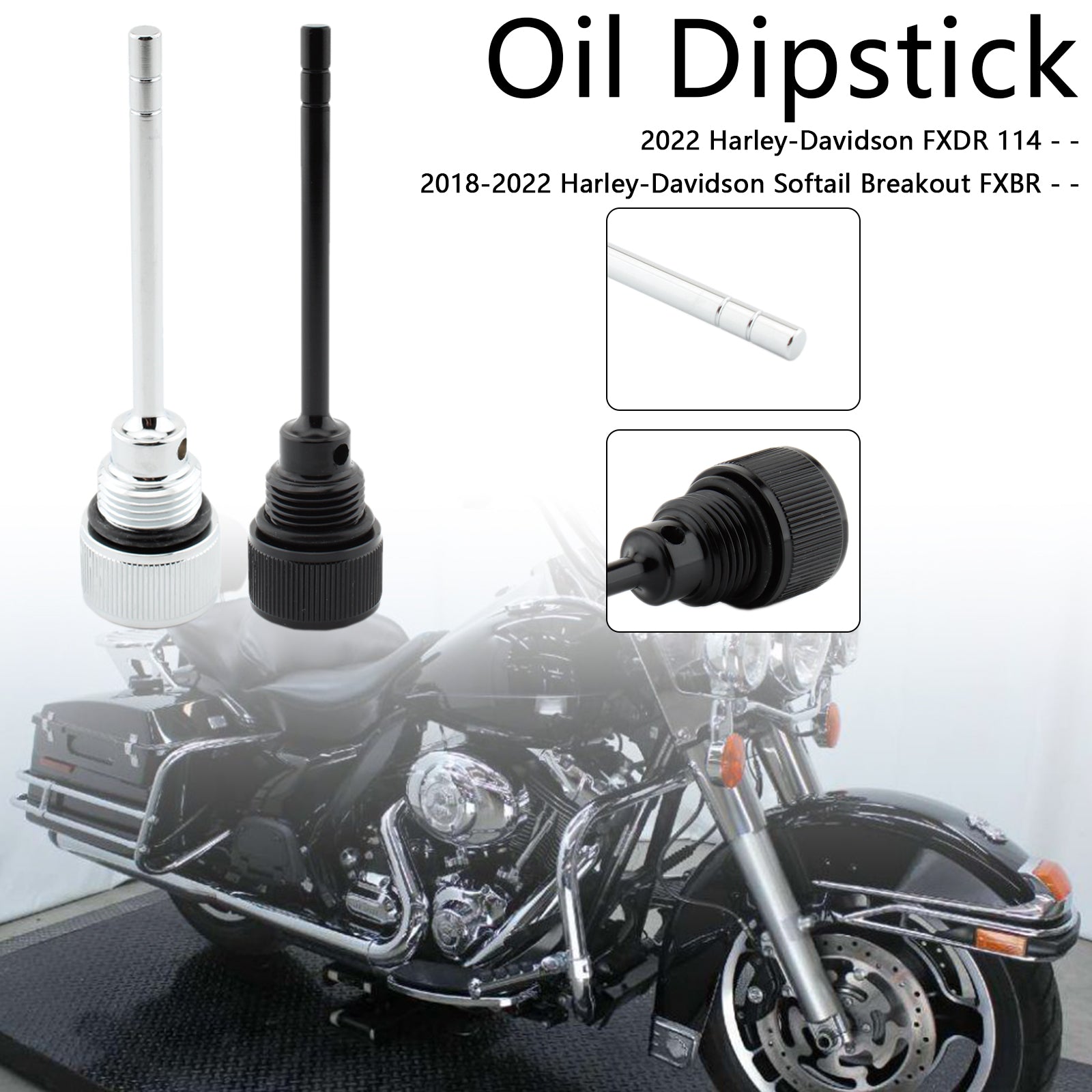 1105 0022 Oil Dipstick Tank Cap Plug Replacement for Harley Davidson Softail & Road Glide 2007-2019 - Perfect for Motorcycle Oil System Maintenance & DIY Repairs