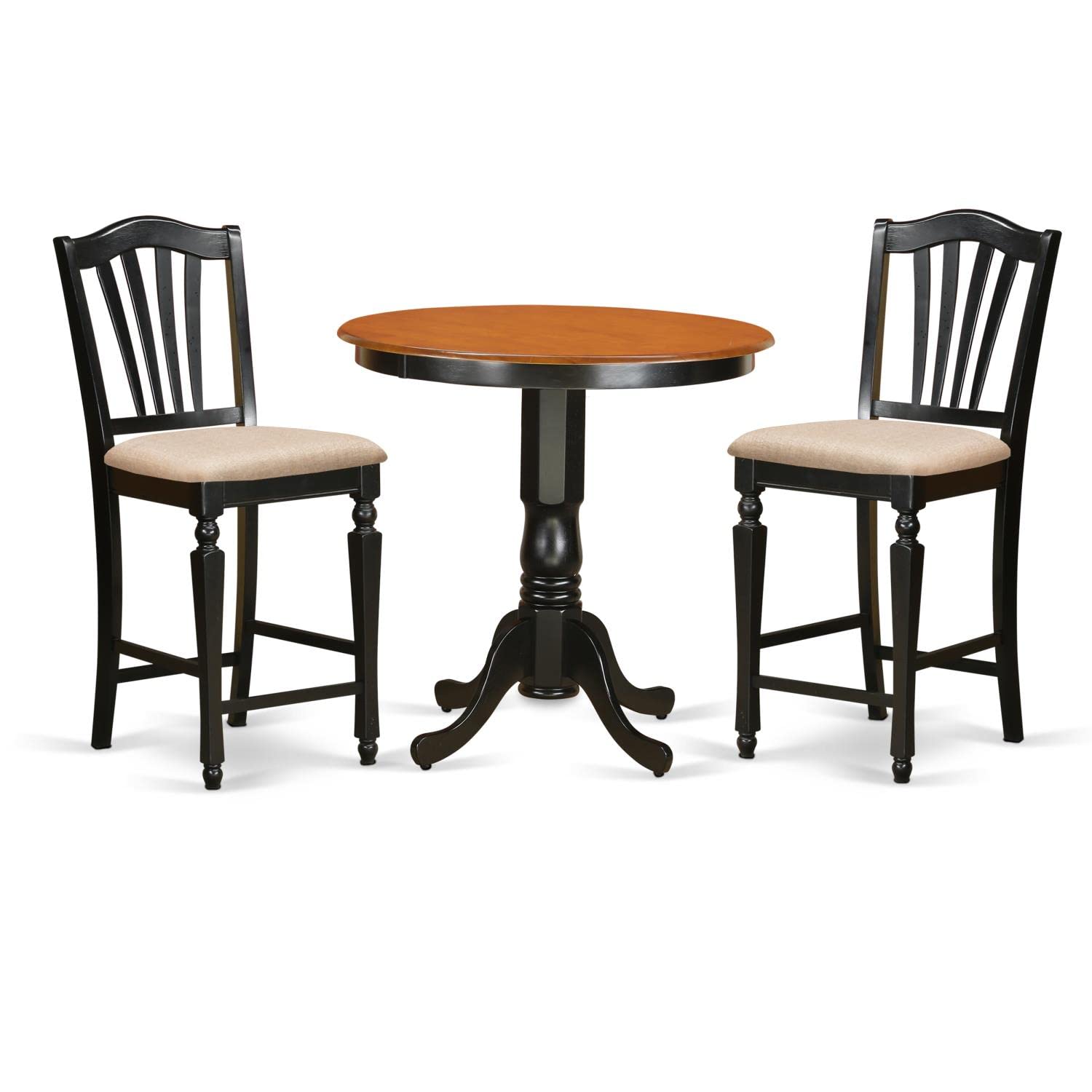 East West Furniture JACH3-BLK-C 3-Piece Counter Height Dining Set - 36