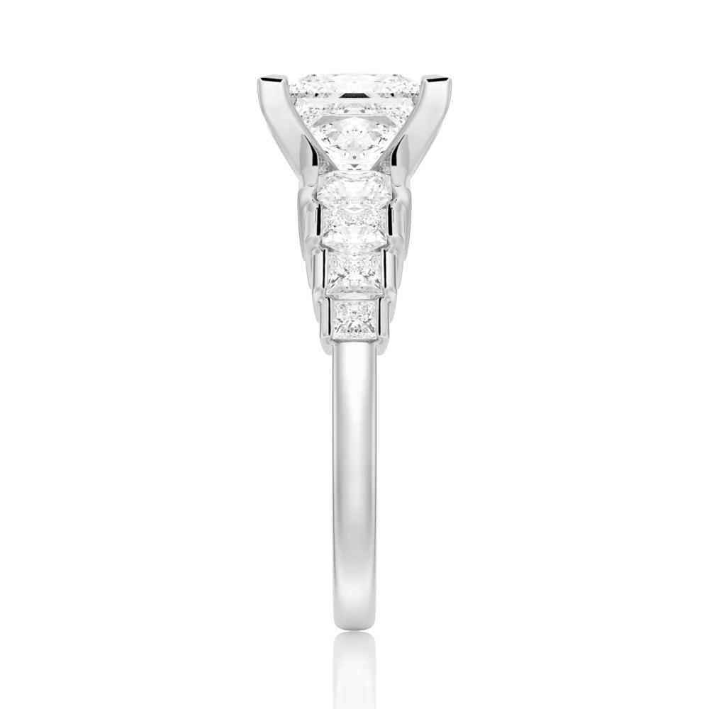 Exquisite Cinderella Staircase Princess Cut Moissanite Engagement Ring Set with Matching Wedding Band - Perfect for Proposals, Anniversaries & Bridal Jewelry