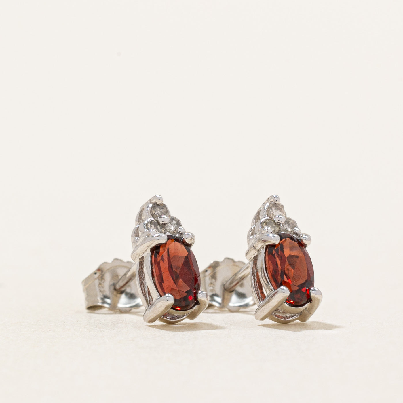 Exquisite 0.44ctw Garnet & 0.03ctw Diamond Stud Earrings - 14K Gold Elegant Jewelry for Women - Perfect Gift for Anniversary, Birthday & Special Occasions