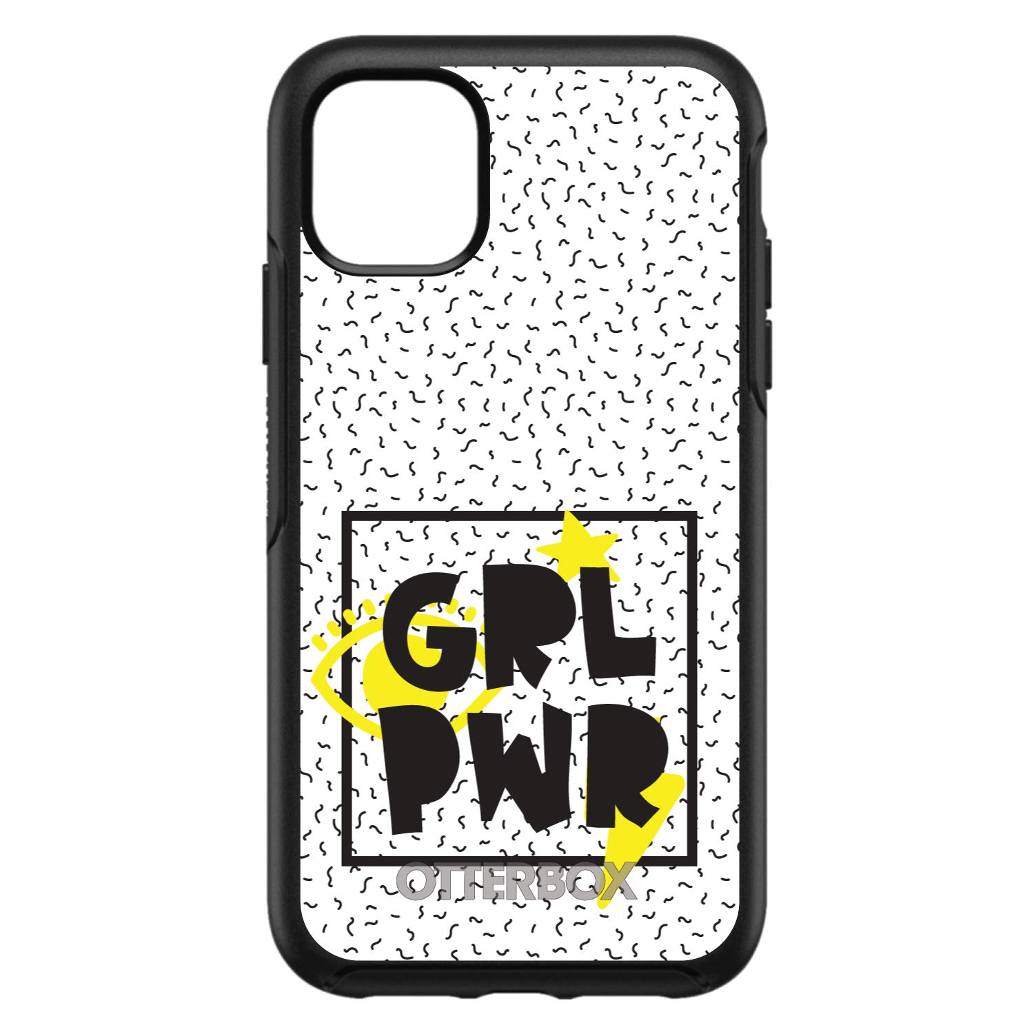 DistinctInk iPhone 13 Pro MAX Case (6.7 Inch) - Shockproof Protective Cover with Girl Power Design | Yellow & Black Custom Case | Perfect Replacement for OtterBox Symmetry | Ideal for Daily Use, Work & Outdoor Activities