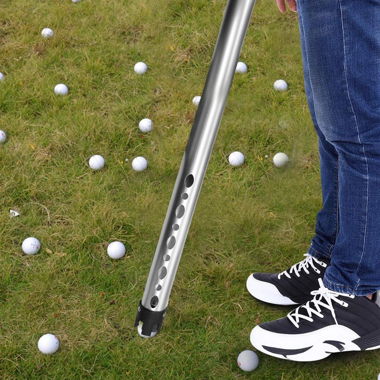 Premium Golf Ball Retriever - Lightweight Aluminum Tube Holds 23 Balls, Easy Pick Up Tool for Golfers | Fits in Golf Bag | Perfect for Driving Range, Course & Practice Sessions