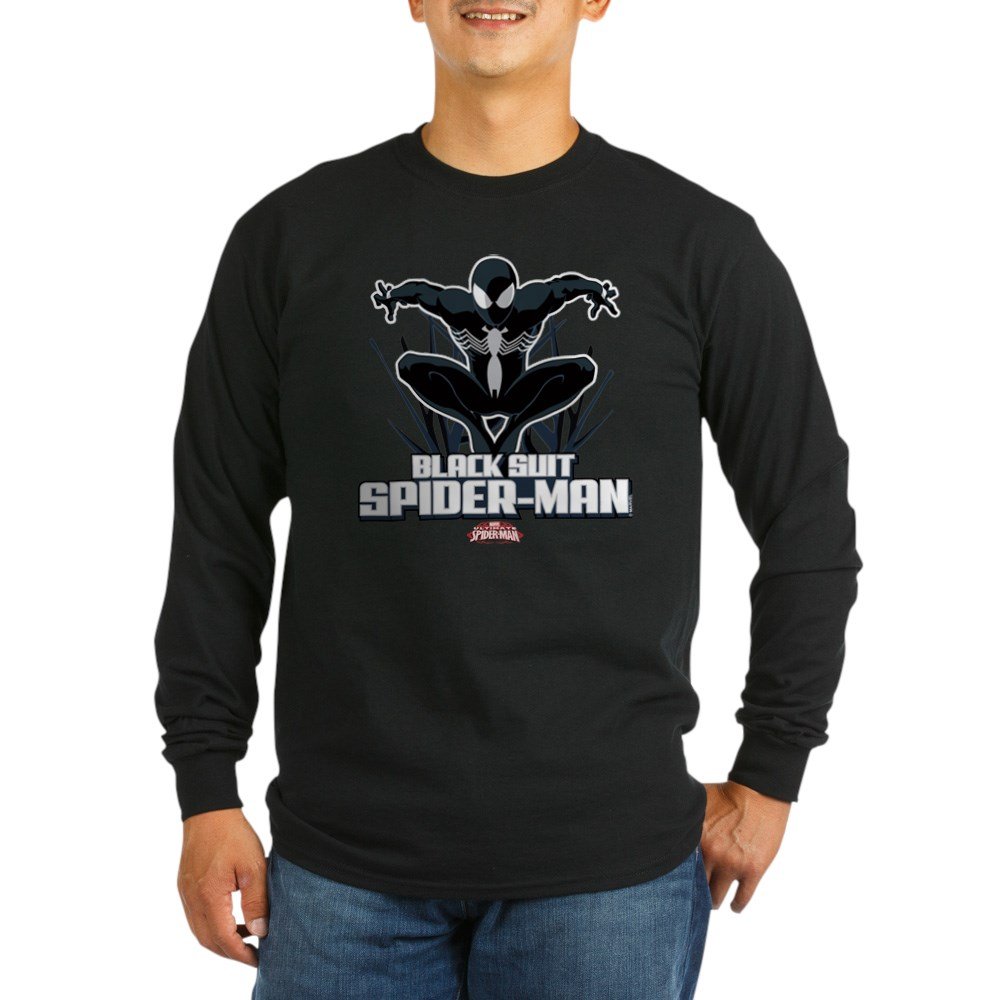 Black Suit Spiderman Long Sleeve T-Shirt for Men - Superhero Graphic Tee for Marvel Fans | Perfect for Cosplay, Comic Con & Everyday Wear