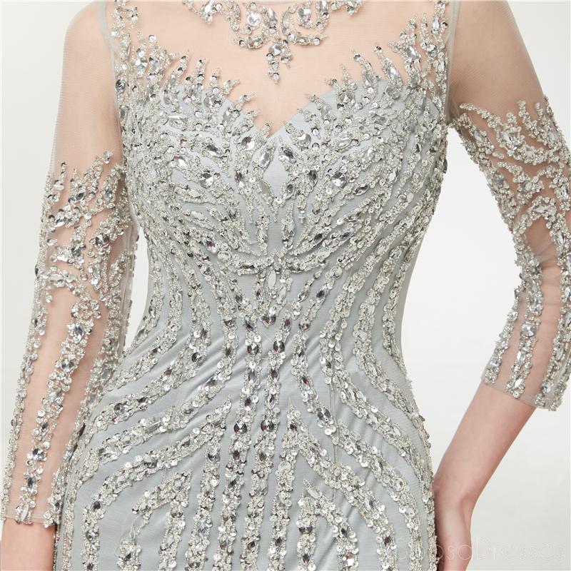 Elegant Long Sleeve Lace Beaded Mermaid Evening Gown - Formal Prom Dress for Women - Perfect for Homecoming, Wedding Guest, Black Tie Events & Special Occasions