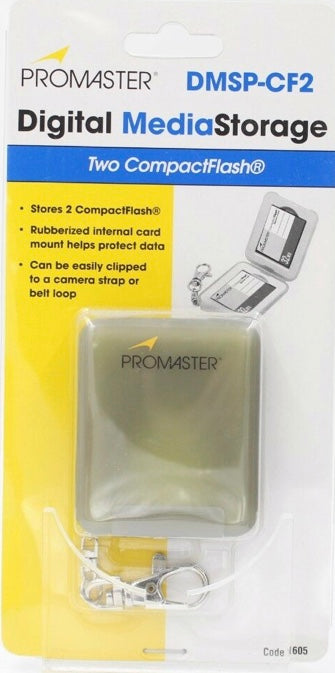 ProMaster DMSP CF2 Hard Plastic Digital Media Storage Case - Keychain Style Holds 2 Compact Flash Cards - Perfect for Photographers & Videographers On-The-Go