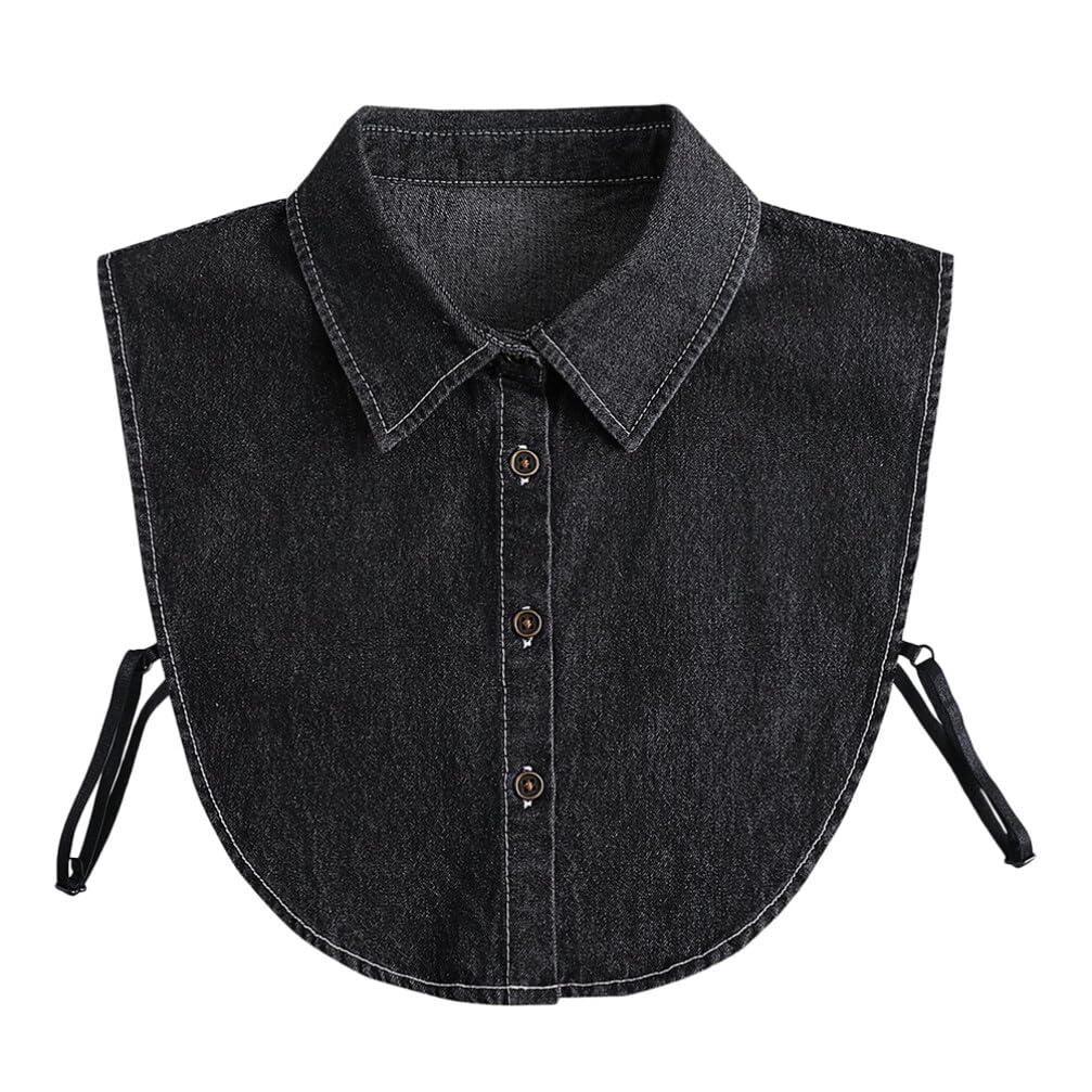 KESYOO Women's Detachable Fake Collar - Denim & Antique Lace Blouse Collar for Work & Casual Wear | White Collared Shirt Accessory | Perfect for Office, Dating & Special Occasions